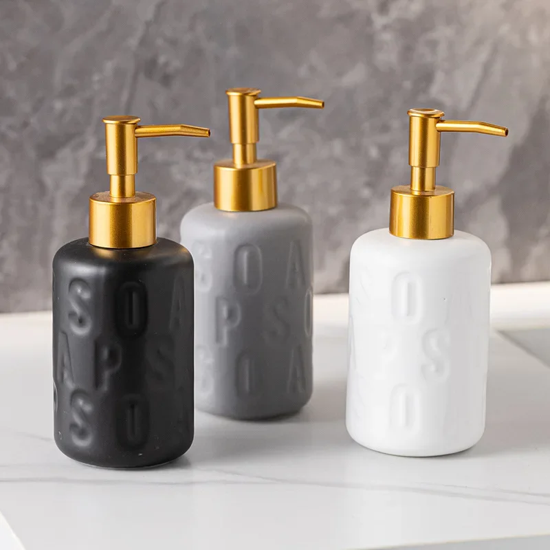 

300ml Soap Dispenser Creative Ceramic Lotion Bottle Hotel Bathroom Hand Sanitizer Bath Gel Bottle Shampoo Bottle Cup Dispenser
