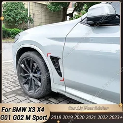 For BMW X3 X4 G01 G02 M Sport 2018-2023+ Car Bumper Spoiler Shark Gills Side Flow Fender Vent Stickers Cover Body Kits Tuning