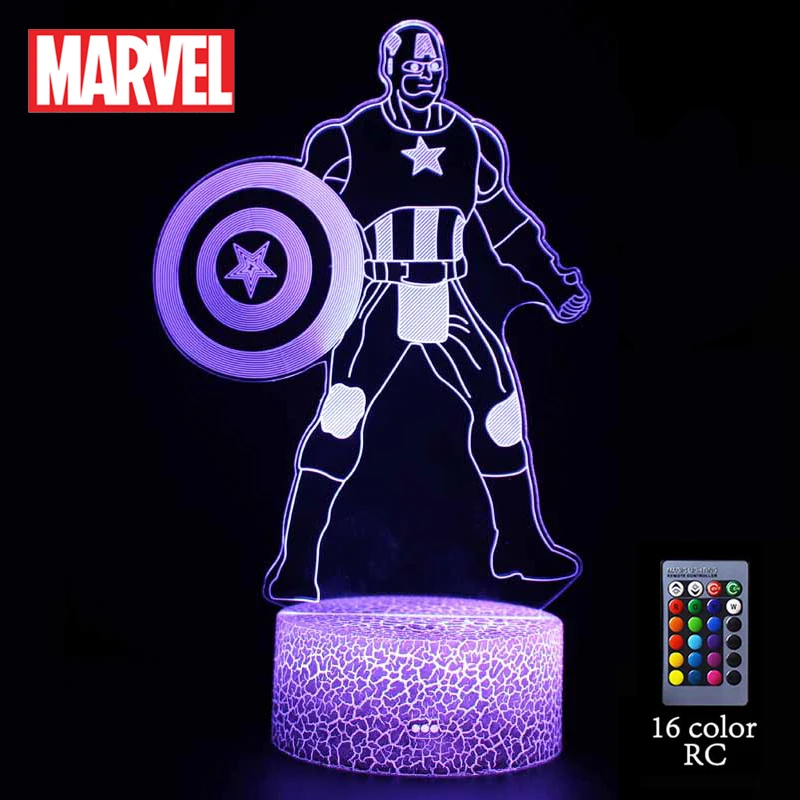 

Marvel Captain America Acrylic Lamp Avengers Superheroes Action Figure LED Night Lights Home Decoration Light Children Toys Gift
