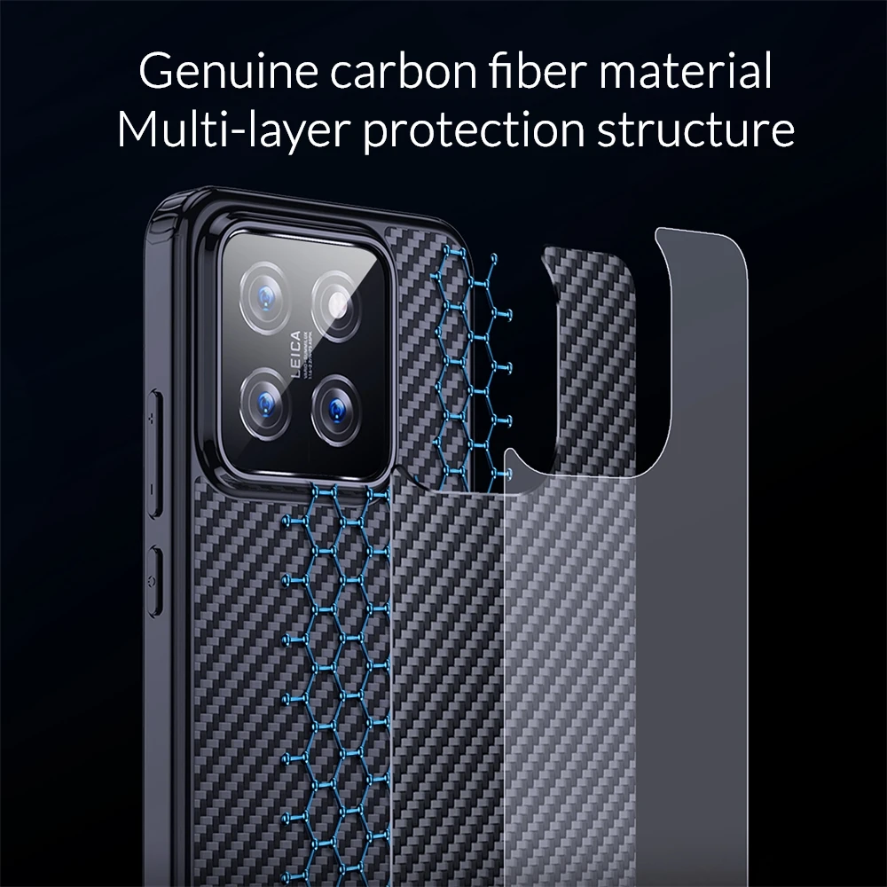 Kevlar Aramid Fiber Case for Xiaomi 13 14 Pro Magnetic Wireless Charging Shockproof Cover with Military Grade Drop Protection
