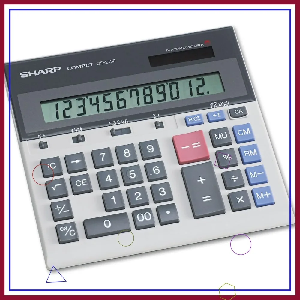 

12-Digit Desktop Calculator with Kickstand, Solar & Battery Power, Ideal for Home and Office Use