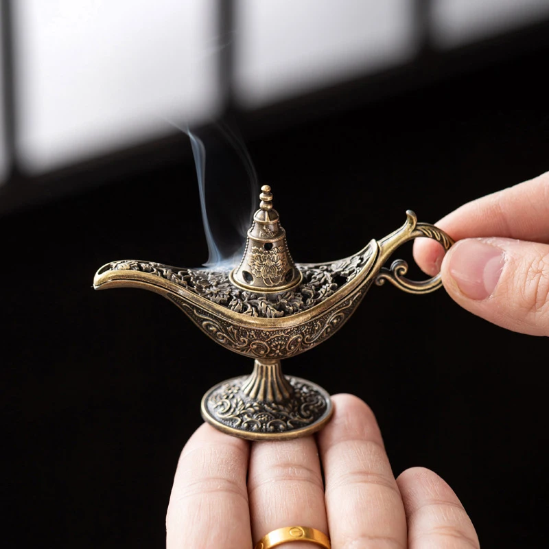 Antique Style Lamp Metal Incense Burner Scented Unscented Candle Holder Home Decor Gift Arabic Incense BurnerHot