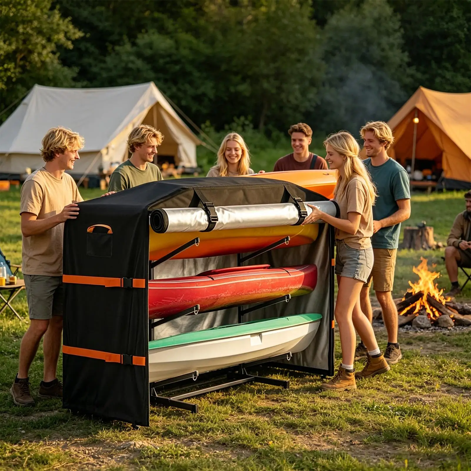 

Kayak Rack Storage Cover Dustproof Outdoor Canoe Storage Kayak Rack Dust Cover For Garden Patio Courtyard Beach Cabin