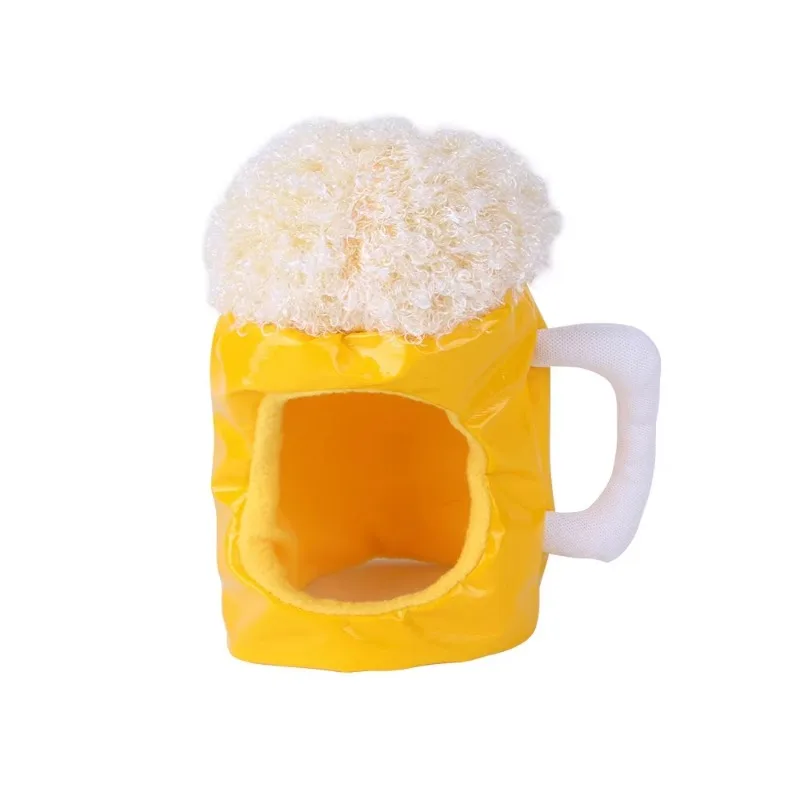 

Large Creative Polyester Dog Hat Winter Solid Print Pattern Teddy Dog Headgear Beer Shape Comfortable Fit
