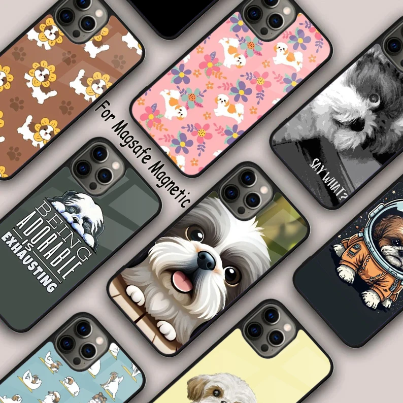 

Shih Tzu cute puppies Magnetic Phone Case For APPLE iPhone 17 Air 16 14 13 12 Pro Max 15 Plus Wireless Charge With MagSafe Cover