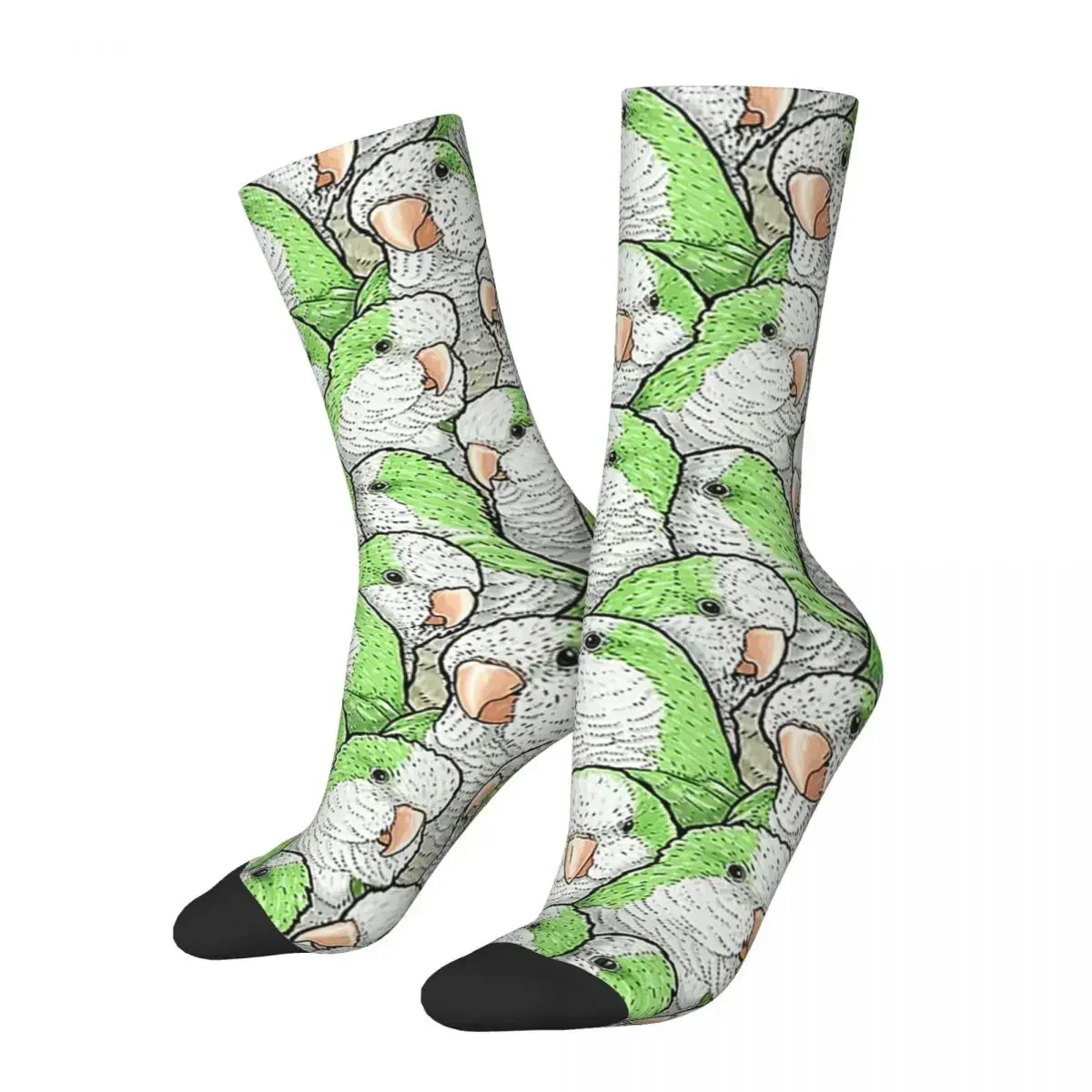 Green Quaker Monk Parakeets Socks Harajuku High Quality Stockings All Season Long Socks Accessories for Unisex Christmas Gifts