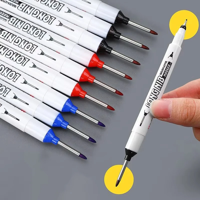 20 mm, 4 Farben, doppelseitiger Metallmarker mit langer Spitze für tiefes Schreiben, wasserfest, für Badezimmer, Holzbearbeitung, Dekoration, vielseitig einsetzbar