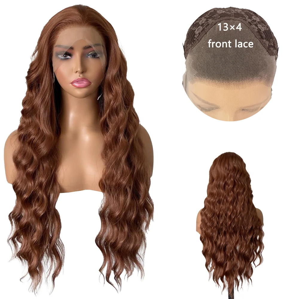 Perruque Lace Front synthétique ondulée 13 × 4HD, 26 pouces, densité 180%, adaptée aux perruques de jeu de rôle quotidiennes pour femmes, résistantes à la chaleur