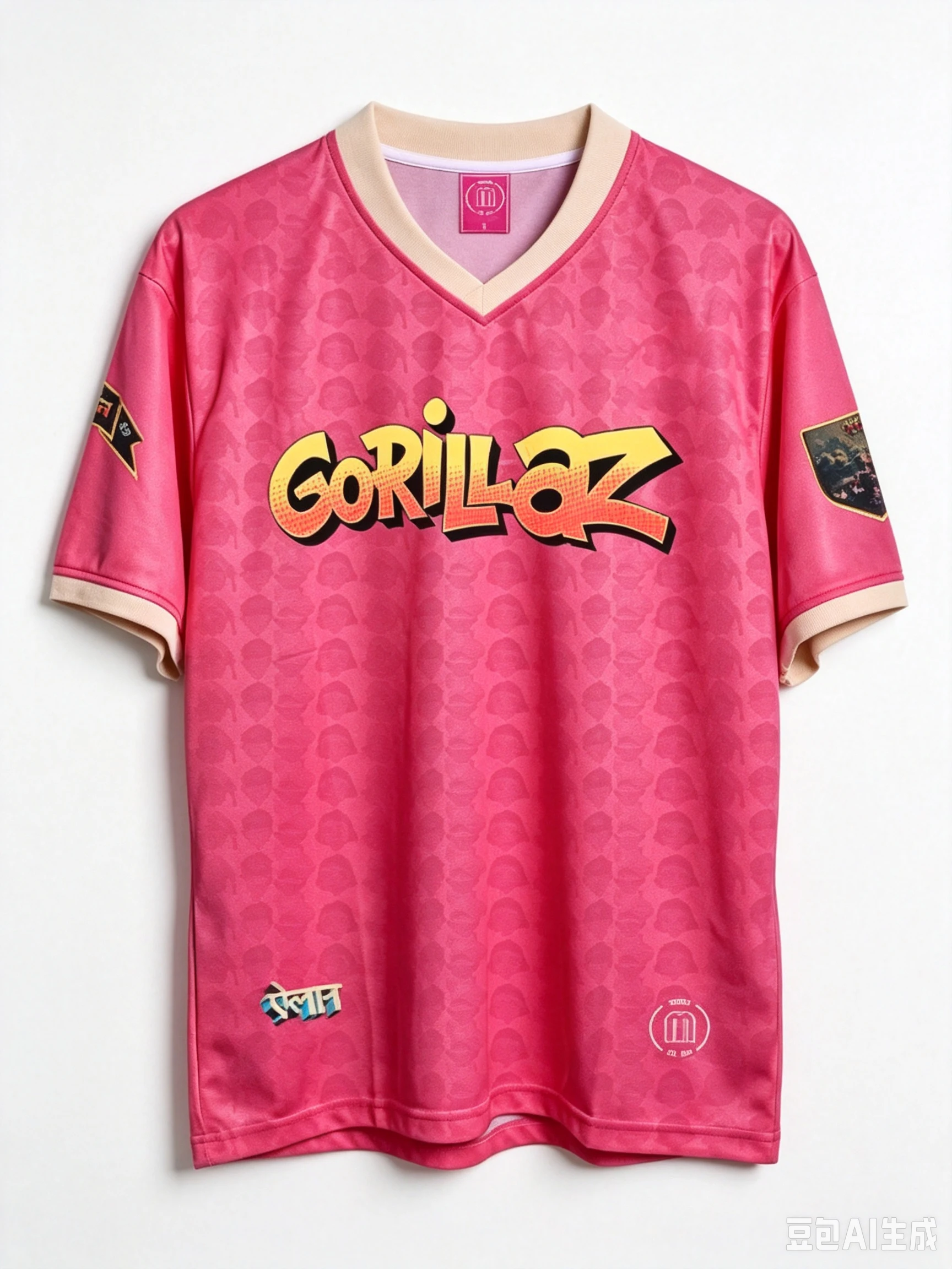 Gorillaz X MUNDIAL Pink Green Away Football Shirt，3D Print Design Quick-Dry Comfortable Breathable T-Shirt, Unisex