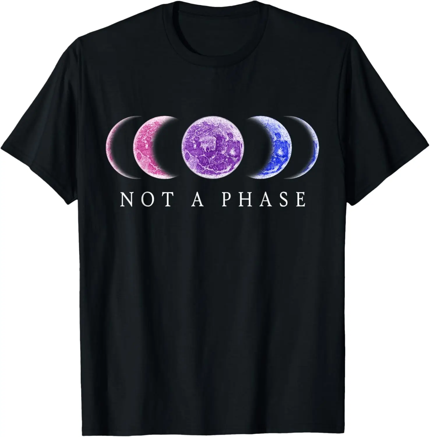 

Bi Pride tshirt "Not a Phase" Moon Phase Bisexual Colors T-Shirt