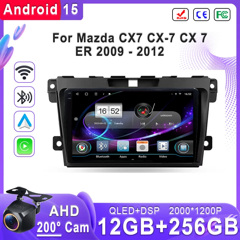 

Plug and Play For Mazda CX7 CX-7 CX 7 ER 2009 - 2012 Car Radio Head Unit No 2Din High-performance Android 15 Car Touch Screen 4G