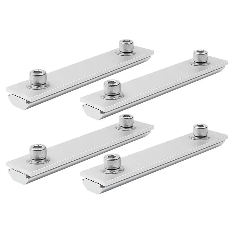 CQMF-Aluminium Solar Module Rails 4Pcs Photovoltaic Mounting Connection Bracket Connectors Guide Rail 14Cm Length Profile