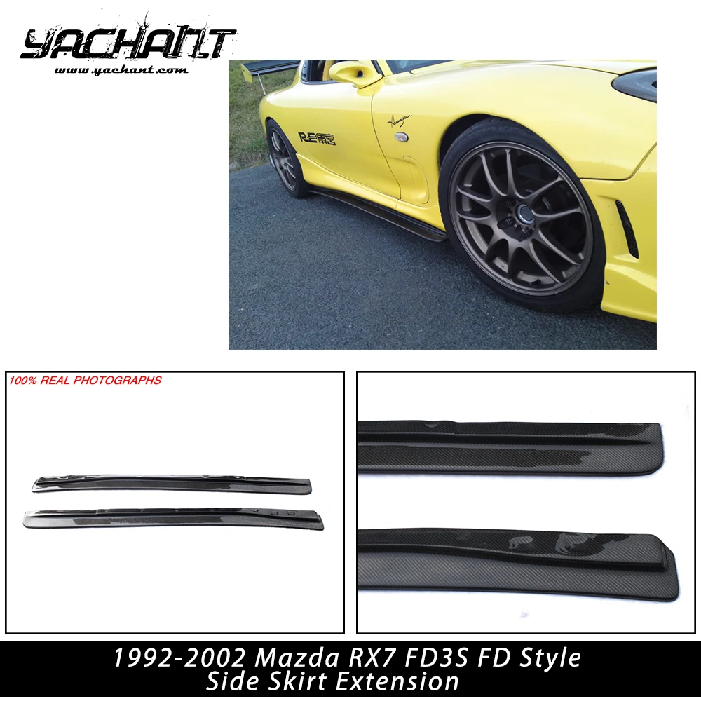 Fiber Glass / Carbon Fiber Side Skirt Extension FD Style Fit For 1992-2002 Mazda RX7 FD3S customization Side Skirt Panel