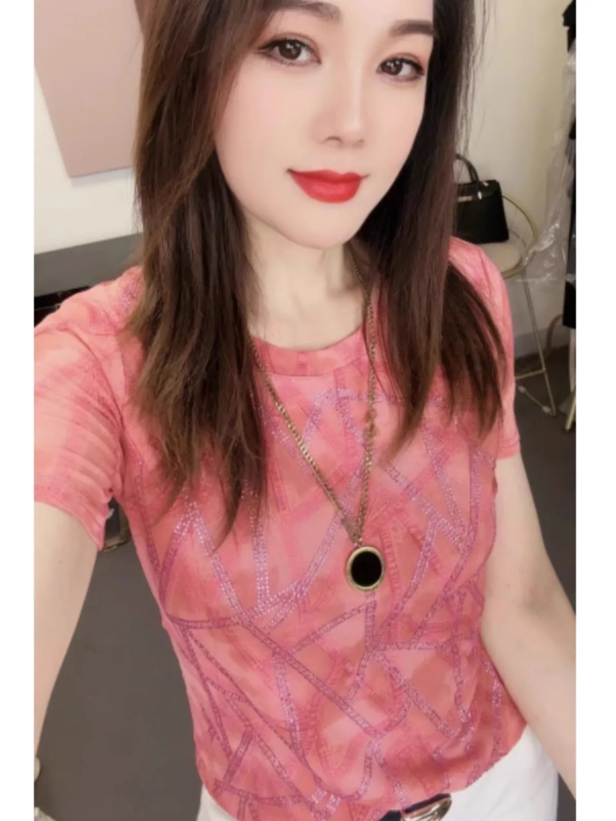 تي شيرت نسائي أنيق من فايانابل مي، قميص صيفي ضيق مزين بالأحجار الكريمة، مناسب للعمل، مصنوع من ألياف البوليستر الرقيقة