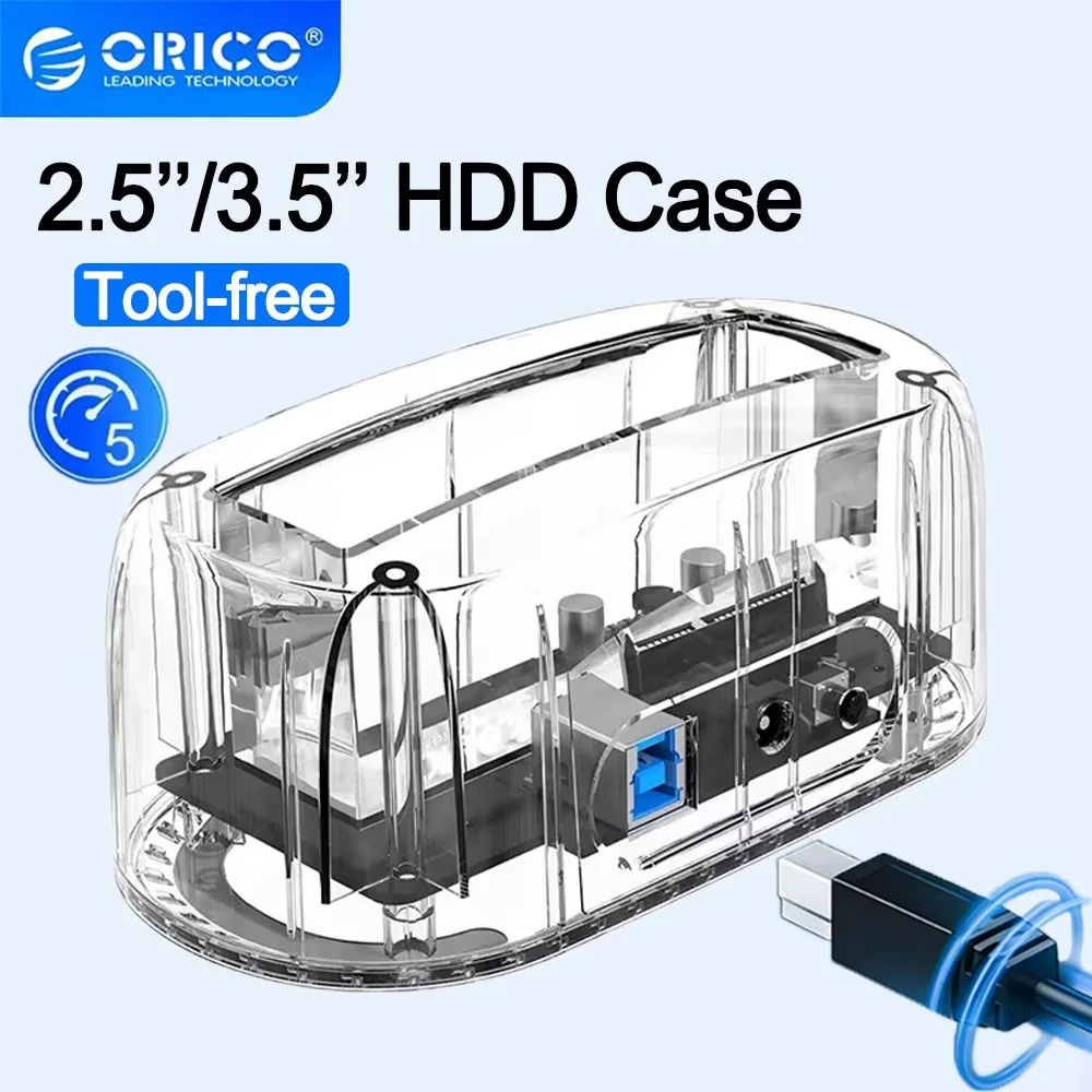 ORICO 2.5/3.5 Inch Hard Drive Enclosure 5Gbps SATA to USB3.0 HDD Case for 2.5" 3.5" SSD HDD Hard Drive Case Tool-free for Laptop