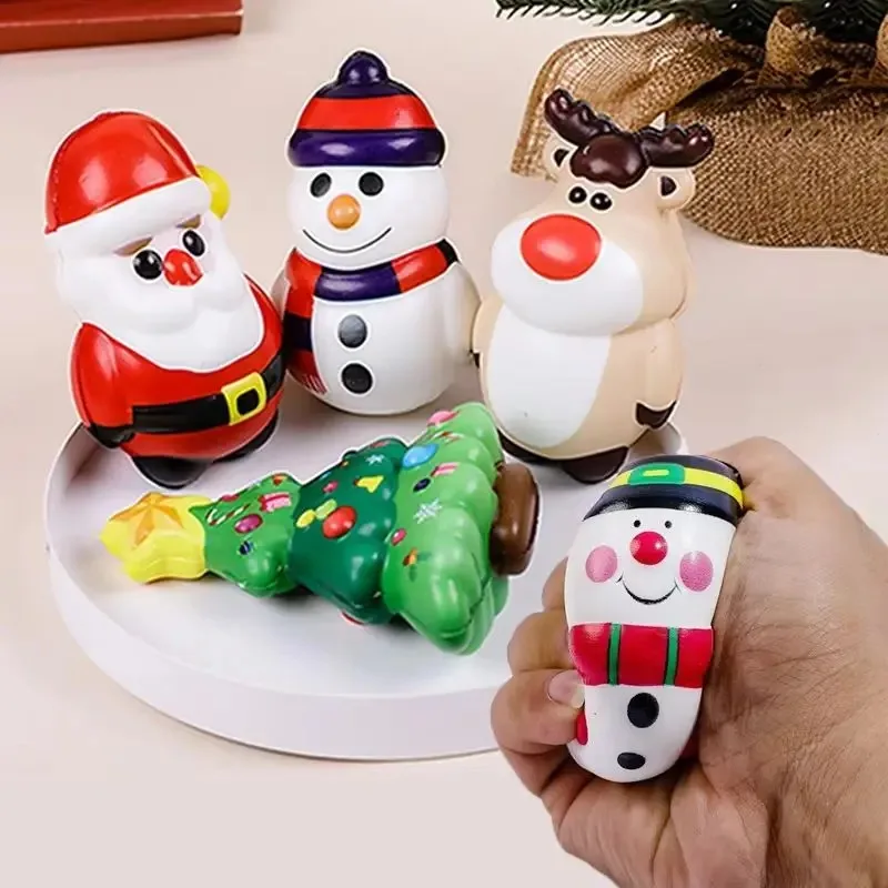 Christmas Toys Santa Claus Christmas Tree Squeezing Bouncing Toy Stress Relief Gift Christmas Party Decoration Ornament