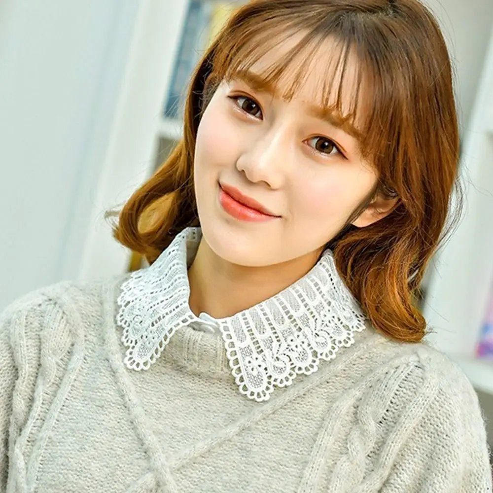 숄 랩 장식 레이스 가짜 칼라 DIY 넥 스카프 탈부착 가능한 가짜 칼라 라펠 반셔츠 여성 소녀용