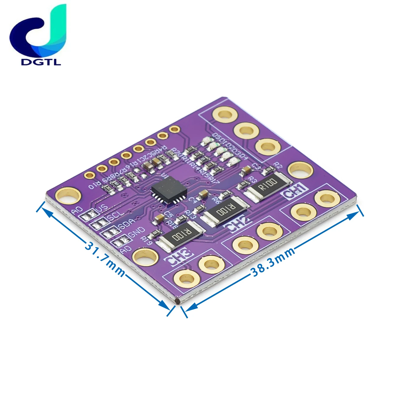 I2C SMBUS INA3221 Triple-Channel Shunt Current Power Supply Voltage Monitor Sensor Board Module Replace INA219 With Pins