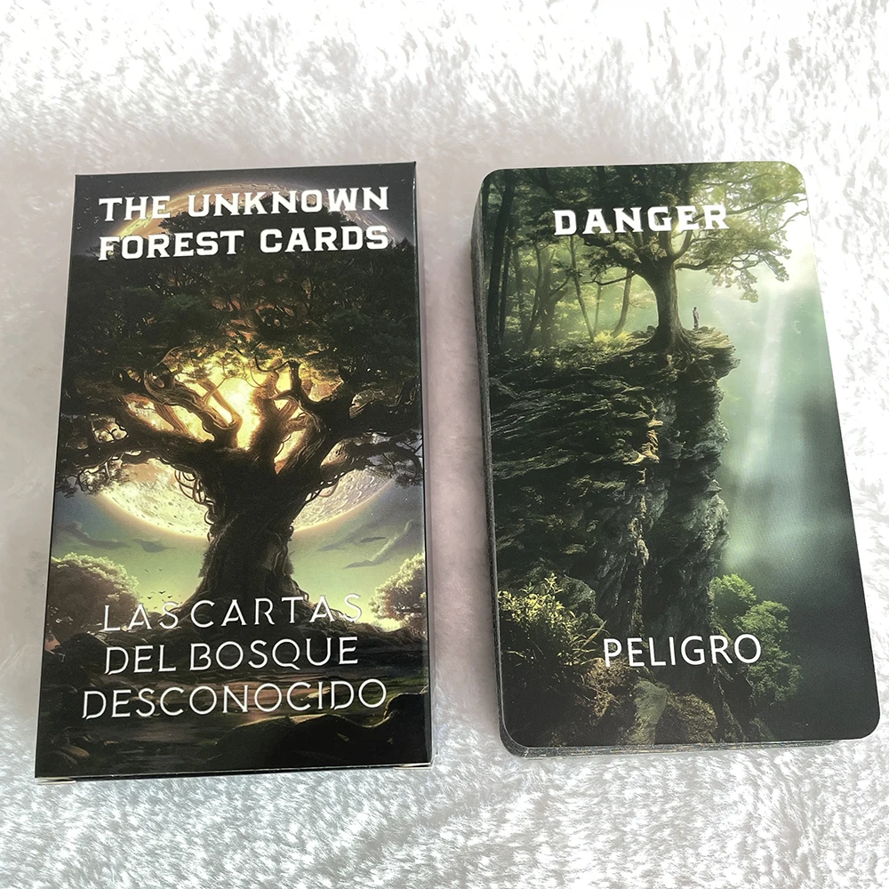 Spanish and English Oracle Cards, The Unknown Forest Tarot Cards 12x7cm, Prophecy Taro Deck, Fortune Telling Toys, 12x7cm Cards