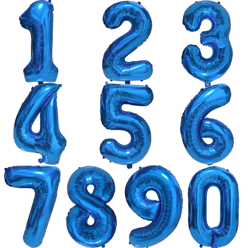Blauer Ballon mit großen Zahlen, 32 Zoll, 0, 1, 2, 3, 4, 5, 6, 7, 8, 9, Geburtstag, Bachelorette-Luftballons, Figur, Golob-Party-Ballon-Dekoration – Detail 1