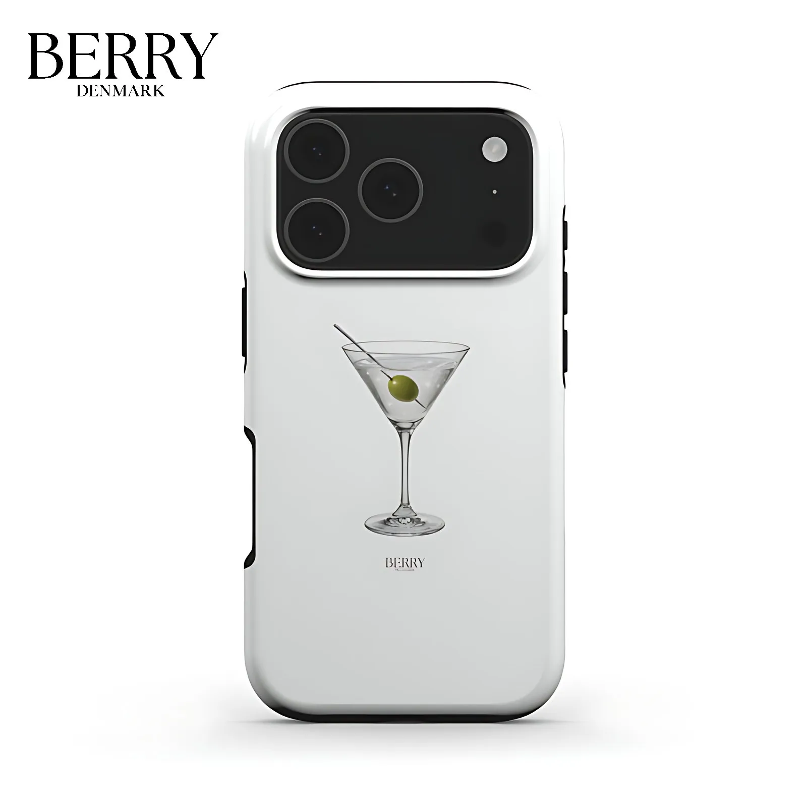 Capa de Celular com Estampa de Copo de Coquetel BERRY para iPhone 18 17 17e 16 15 14 13 12 11 X XS XR Air Pro Max Plus, Capa Traseira de Camada Dupla