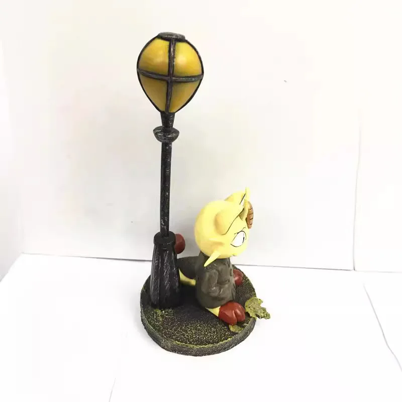 Pokemon Team Rocket Street Lamp Meowth Model Ornament Anime Peripheral Desktop  Birthday Gift Children's Toy