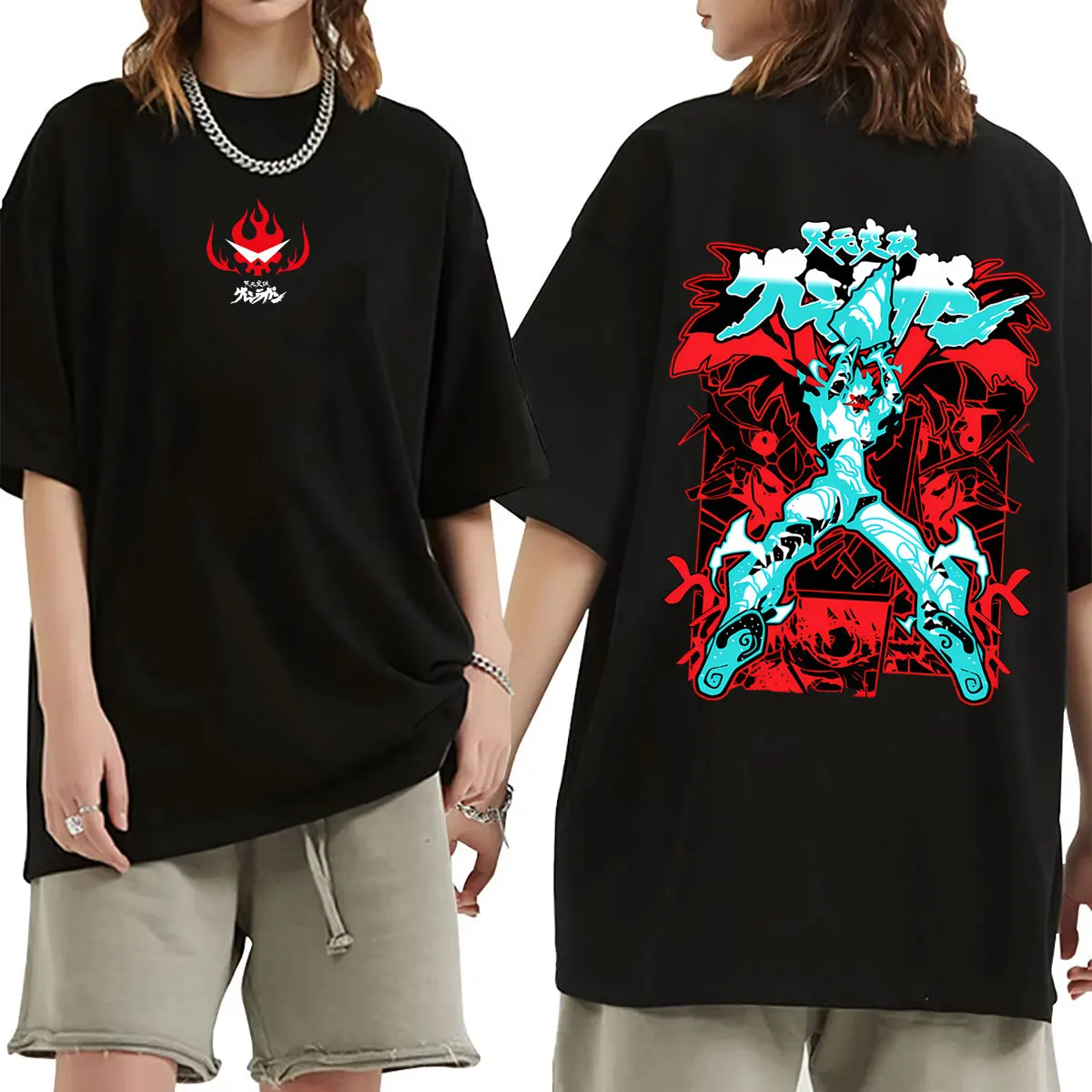 Anime Tengen Toppa Gurren Lagann Simon T-shirt Male Fashion Vintage Tshirt Streetwear Men Women Manga Casual Oversized T Shirts