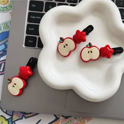 2Pcs/Lot Girls Hair Accessories Cartoon Apple Star Duckbill Hair Clip Cute Forehead Head Side Bangs Hairpin Children Headdress