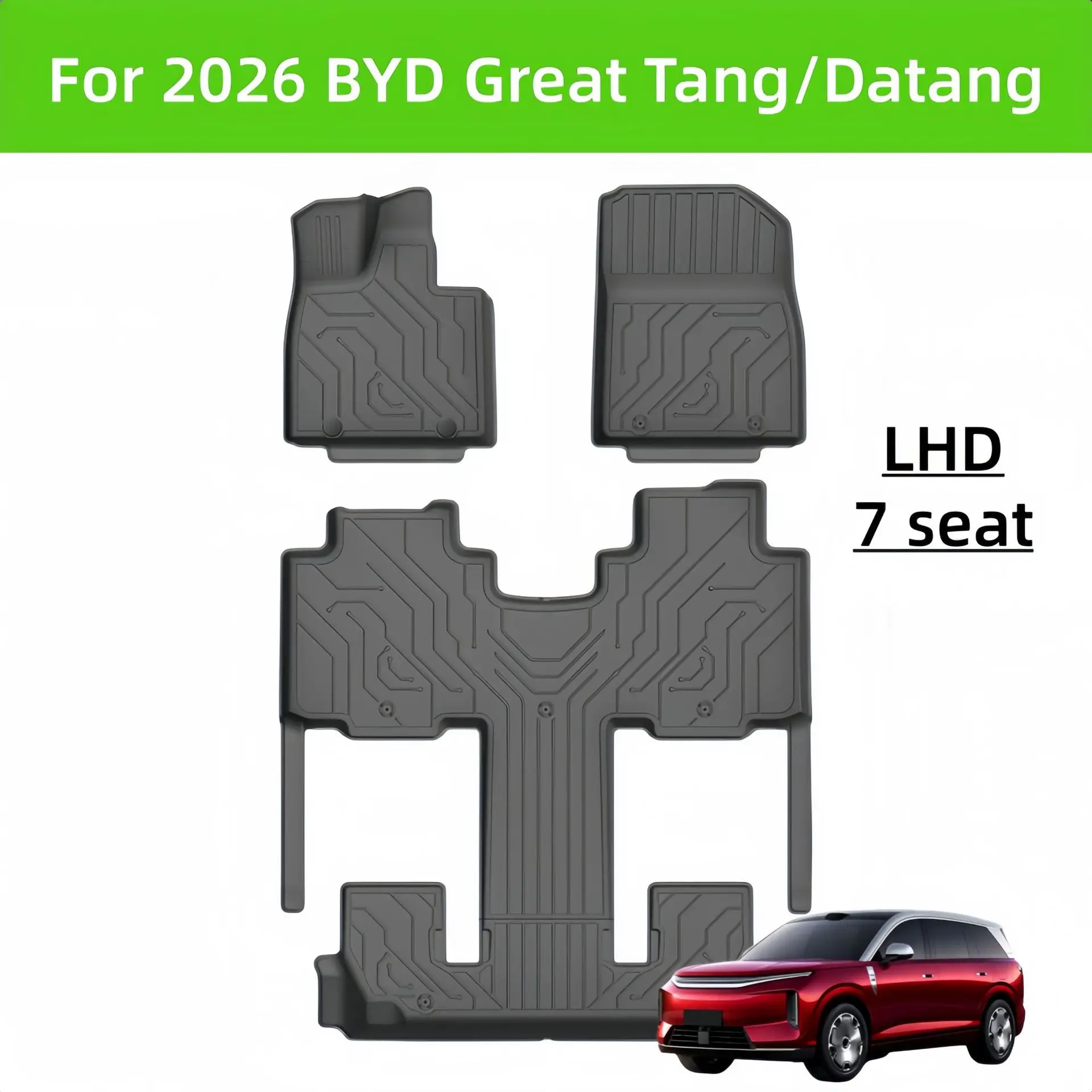 For BYD Great Tang / Datang 2026 Car Floor Mats TPE Waterproof Anti-Slip Odorless Interior Protective Pad Modified Accessories