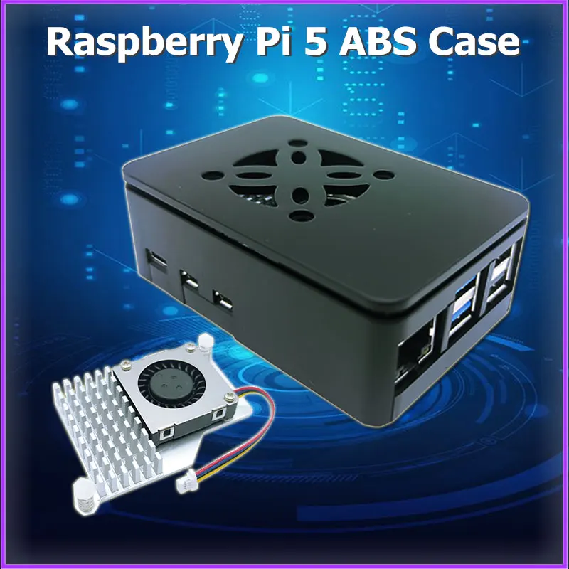 Raspberry Pi 5 Case ABS Shell Enclosure Box Black Housing compatible for Active Cooler for RPI 5 Pi5