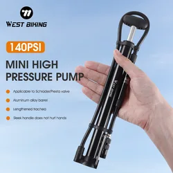 WEST BIKING Mini pompa per bicicletta portatile ad alta pressione 140 PSI in lega di alluminio MTB pompa per bici da strada Schrader Presta accessorio per ciclismo