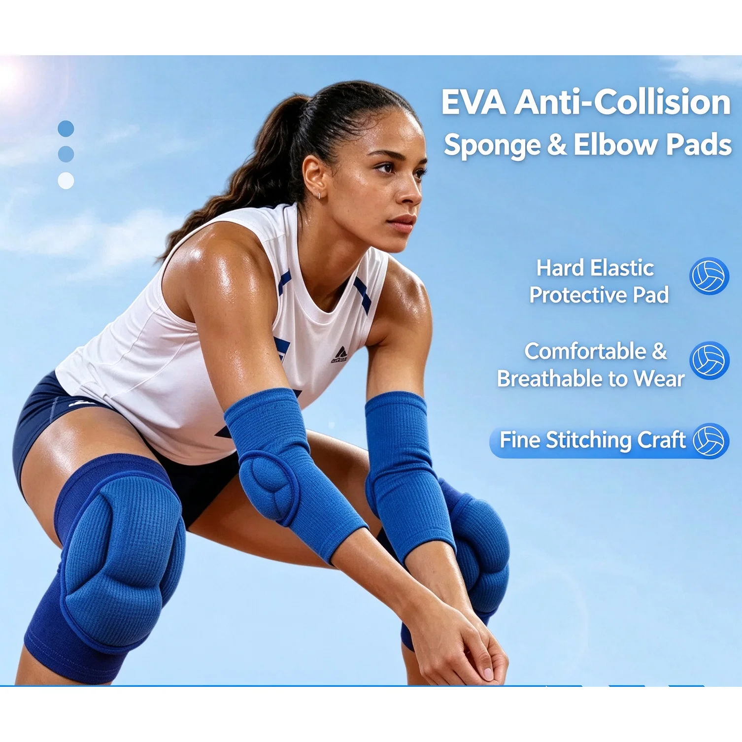Volleyball Football and Tennis Knee Pads Thick Sponge Protective Anti-Collision Knee Pads Protector Non-Slip Wrestling Knee Pads