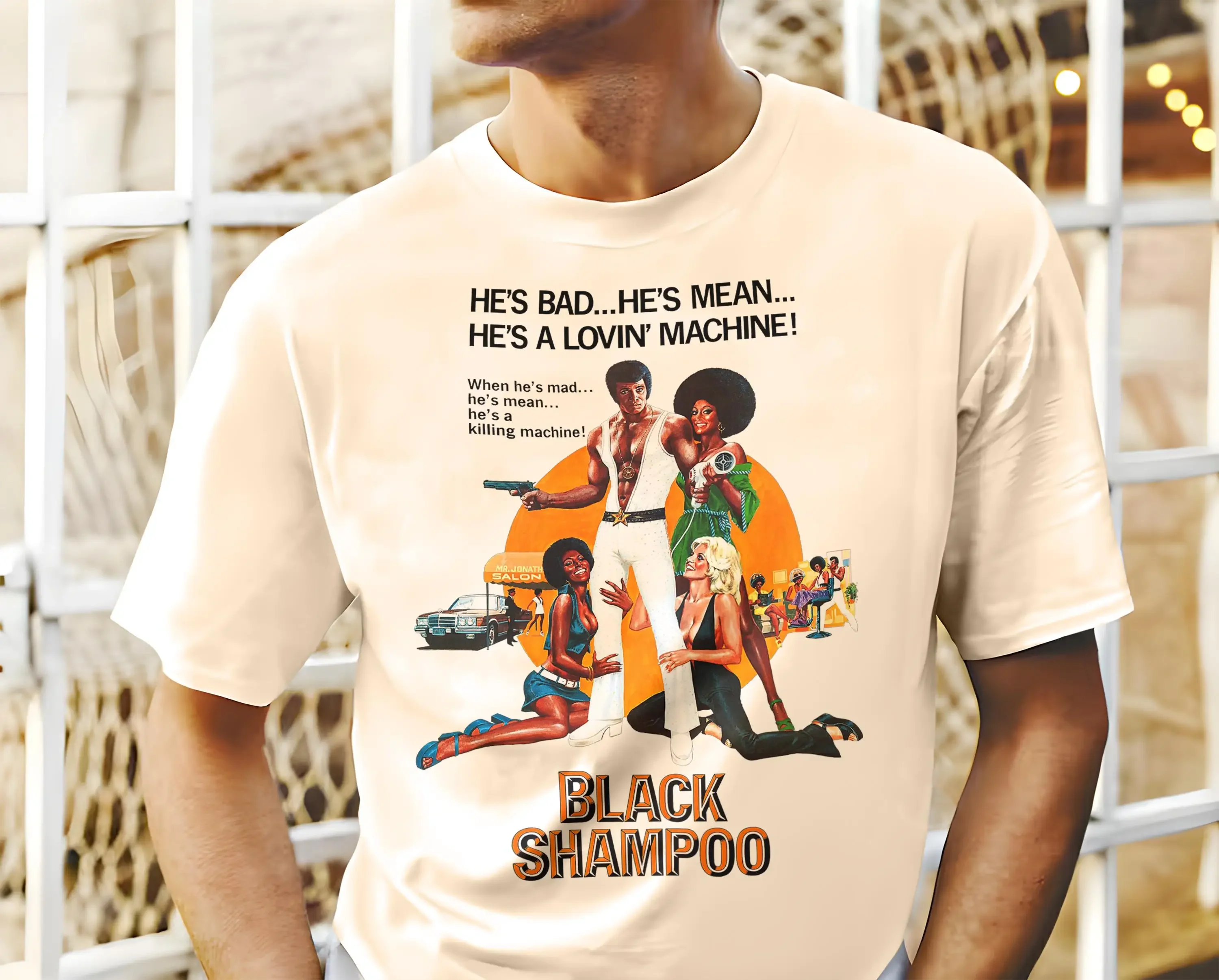 Black Shampoo V1 Vintage Movie Poster T Shirt 8 Colors Film Lover All Sizes S 5XL