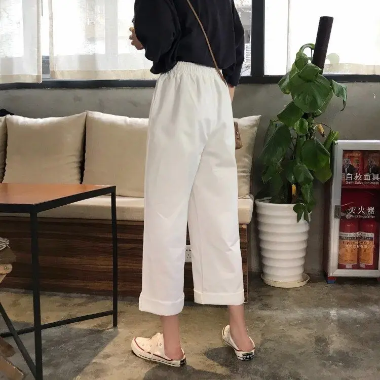 Pants for Women's Summer Fashion New Style 2025 Ins Korean High Waist Straight Wide-leg Pants Fashion Nine-point Casual Pants