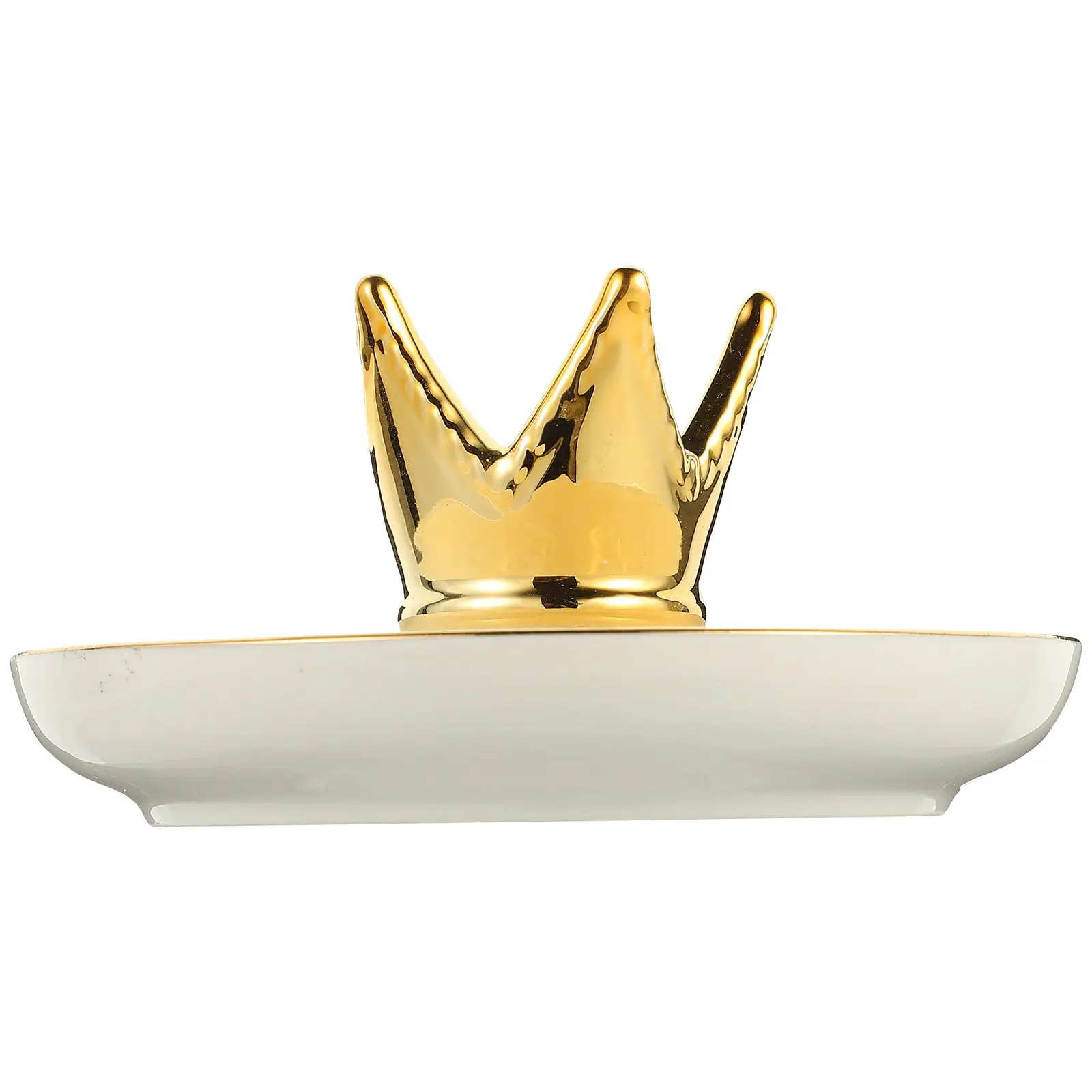 

Chic Ceramic Jewelry Tray Dish with Cartoon Crown Design Jewelry Organizer for Rings Necklaces Earrings Cosmetics Trinkets Home