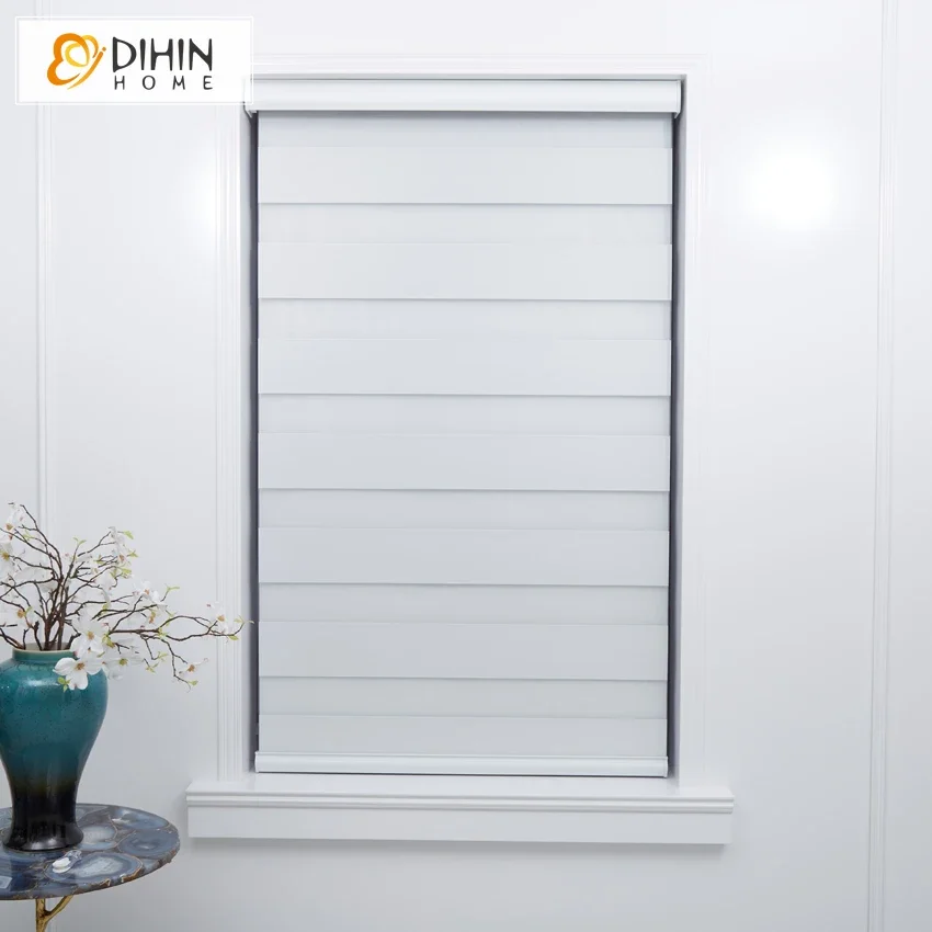 Cordless Zebra Blind Free-Stop Light Filtering Zebra Roller Shades Dual Layer Roller Blind Custom To Sizes