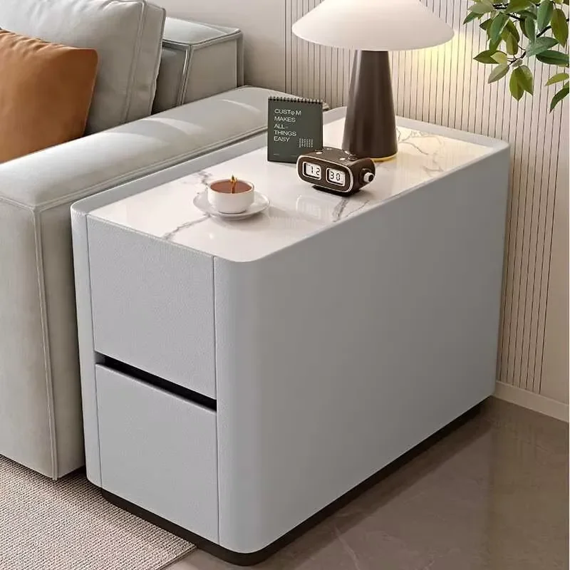 Modern simple sofa side cabinet decoration entrance table light luxury high-end living room solid wood marble desktop