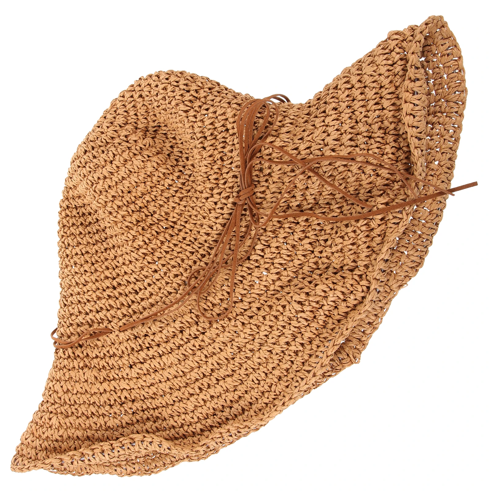 

Straw Hat Outdoor Beach Hat Wide Brim Sunhat Sun Protection Foldable Travel Camping Daily Wear Uv Resistant Bowknot Decoration