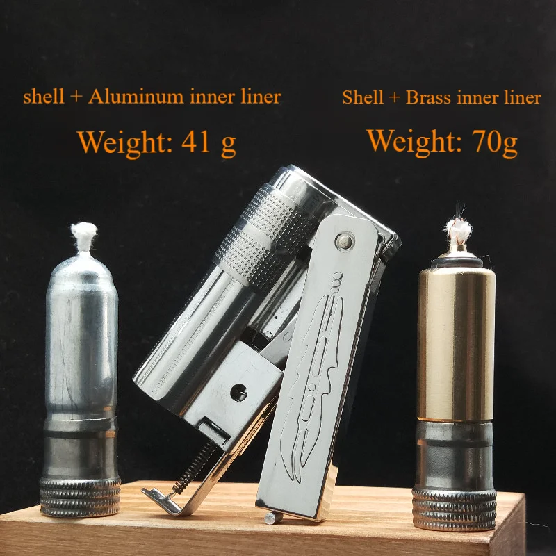 For IMCO 6700 Lighter Full Brass Sealed Fuel Tank With Spare Flint Storage Warehouse  Replace Aluminum Fuel Tank