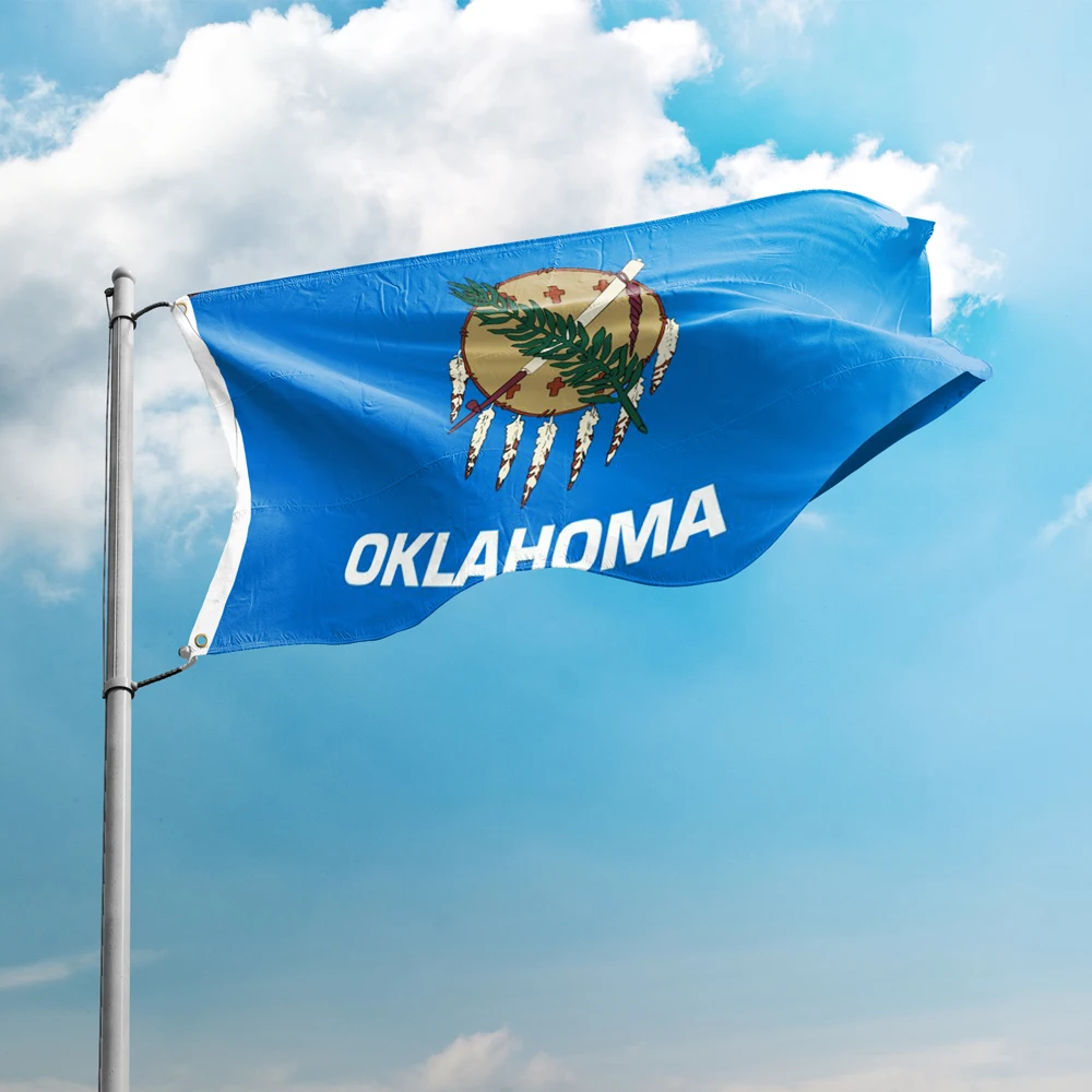 Oklahoma Flag 3*5FT 90*150CM USA States Flags Design Custom Indoor Outdoor Decor Banners  Polyester UV Resistance Double Stitch