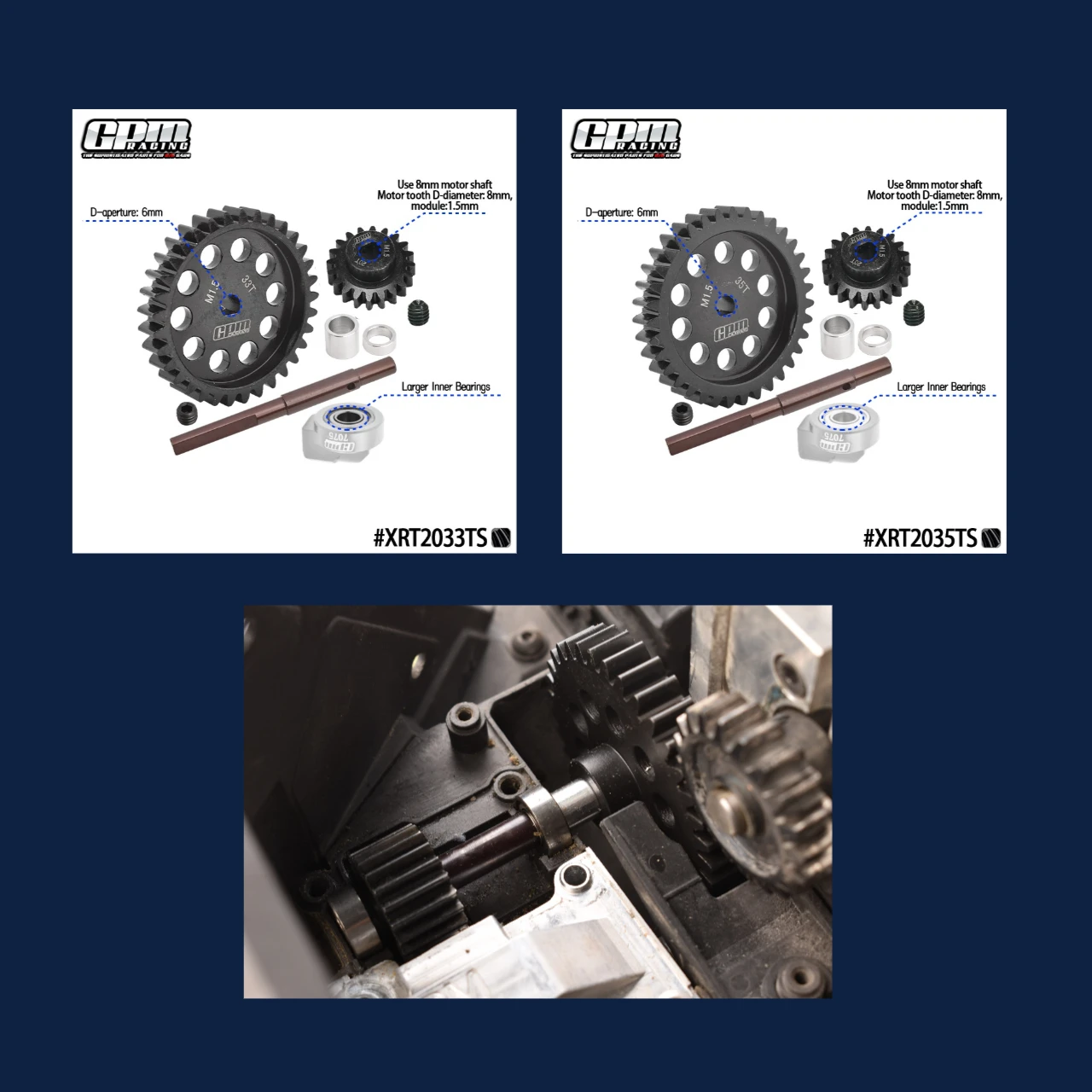 GPM 40Cr Carbon Steel M1.5 Spur Gear 33T/35T + Motor Gear 20T For TRAXXAS 1/6 XRT 1/5 x-maxx
