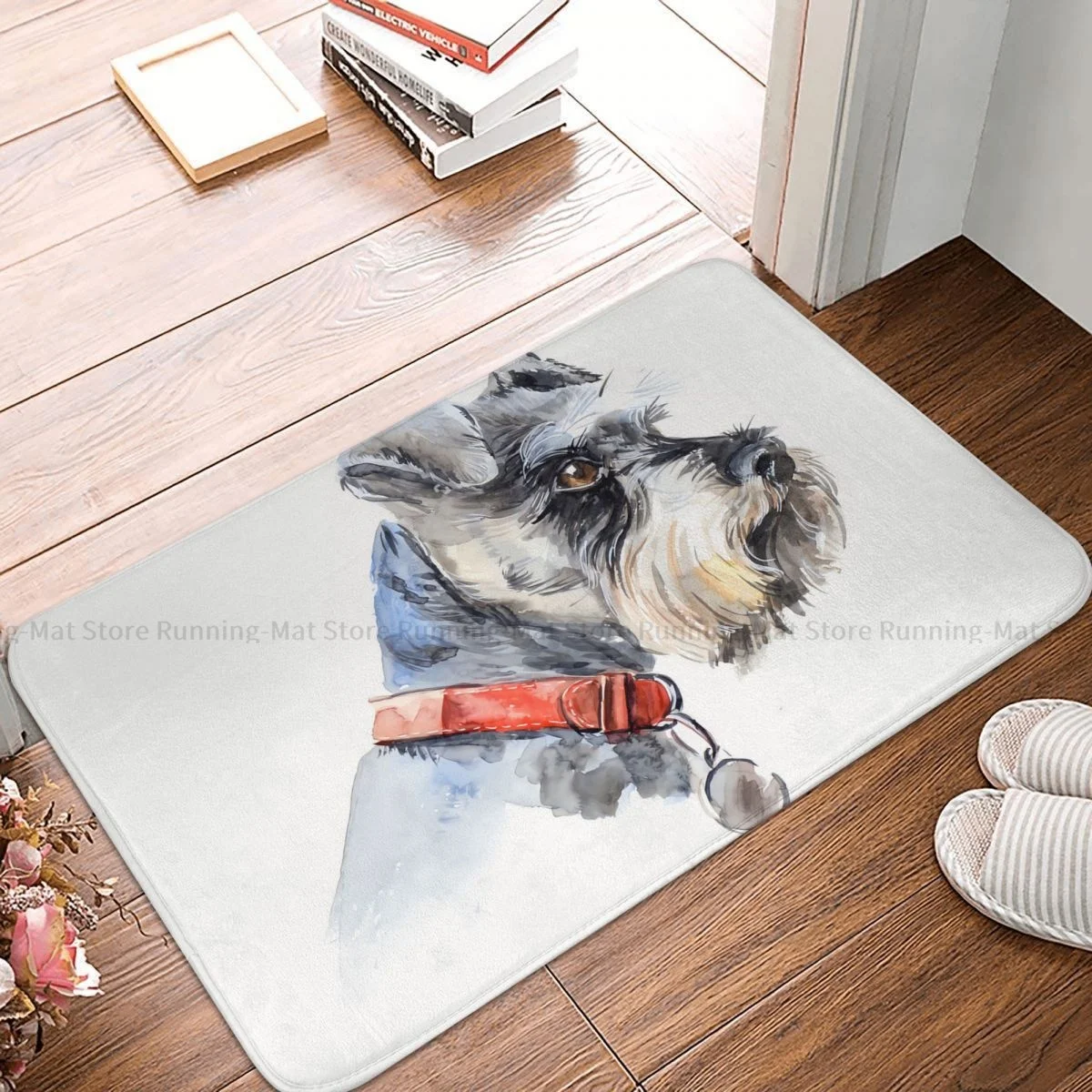 Dog Lover Man Kitchen Non-Slip Carpet Schnauzer Portrait Bedroom Mat Entrance Door Doormat Floor Decor Rug