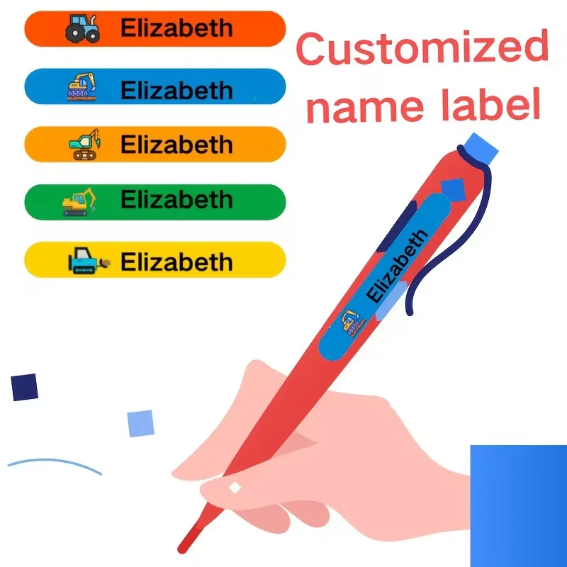 Customized Cartoon Construction Vehicle Name Labels Colorful PP Synthetic Paper Waterproof Tear-Resistant Self-Adhesive for Stor