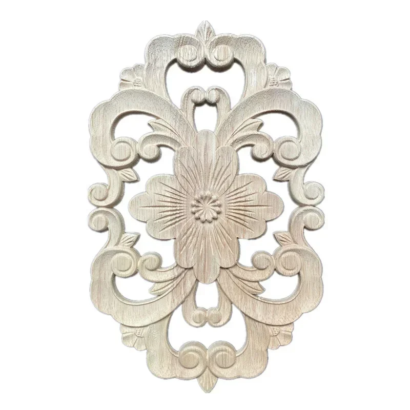 Antique Woodcarving Wood Decal Carving Lines Wood Applique Wood Rose Rubber Home Decoration Accessories Cabinet Hot Sale