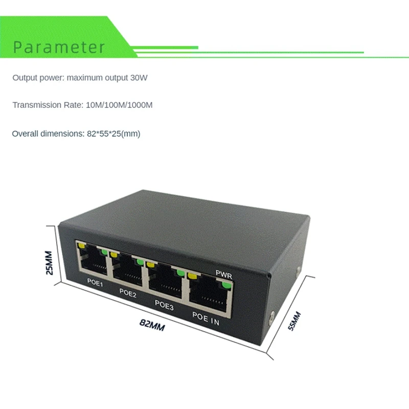 1 PCS 4 Port Gigabit POE Extender 100/1000M Network Switch Extender Black Metal For Poe Switch NVR IP Camera AP