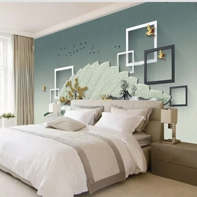 Modern and fashionable 3D stereoscopic creative leaf money tree elk TV luxurious home decoration bedroom background wall