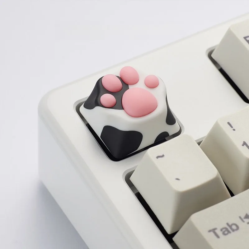 Multi-Color Cute Cat Paw Artisan Keycap, ABS Base with Soft Silicone Paw Pads, Custom Key Cap for MX Switch Mechanical Keyboard