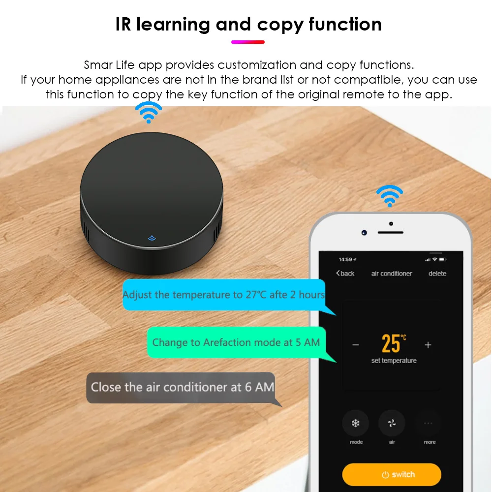 Xiaomi Smart RF433 Telecomando IR WiFi Smart Home Controller a infrarossi per condizionatore d\'aria TUTTE TV LG Supporto Alexa Google Home