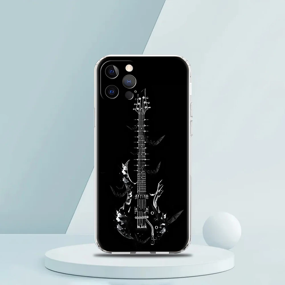 Guitar Music Art Phone Case for iPhone 16 15 14 13 12 Pro Max Transparent Soft for iPhone 11 Pro Max 7 8 Plus XS XR Shell Capas