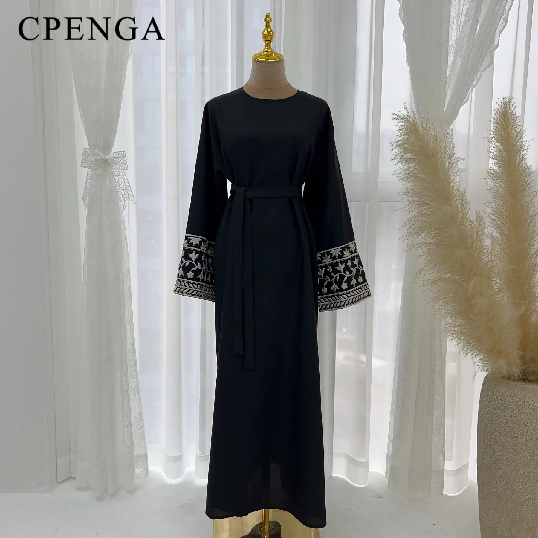 Abaya muçulmana com manga bordada para mulheres, Oriente Médio, elegante vestido de festa, Eid Ramadan, roupas islâmicas, Dubai Abaya, novo, 2020